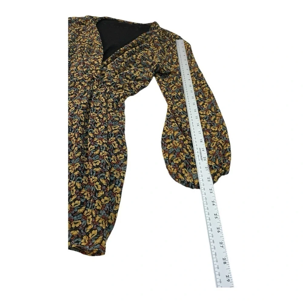 Zara Floral Print Long Sleeve Mini Dress Medium